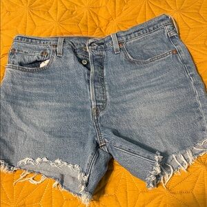 Denim Frayed Hem Women Shorts